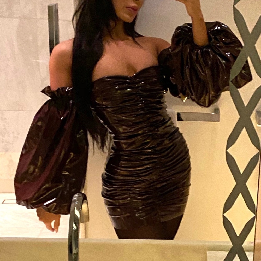 Rotate Plum Latex Dress